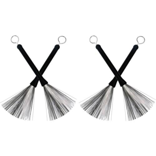 4Pcs Drum Brushes Retractable Drum Wire Sticks Brushes with Comfortable Rubber Handle Gift for Drummers,Rock Band