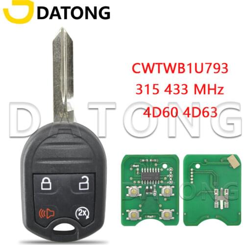 Datong World Car Remote Key For Ford Edge 315Mhz 433Mhz With 4D 63 Chip 3 Button Auto Smart Remote Control Key
