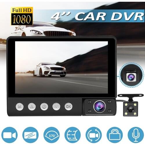Car DVR 3 Cameras Lens 4.0 Inch Dash Camera Dual Lens Rearview Camera Video Recorder Auto Registrator Dvrs Dash Cam Registrar