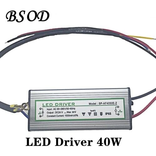 BSOD LED Driver 40W Lighting Transformer Power Supply Input Voltage AC85-265V Output DC 22-38V Constant Current 1500ma Aluminum