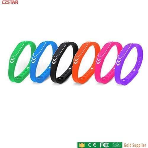 Colorful 13.56mhz HF rfid wristband bracelet tags waterproof adjustable strap silicon RFID Wristband IC card tag