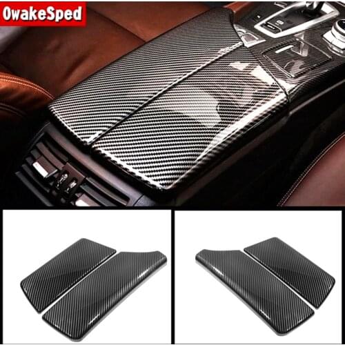 ABS Carbon Fiber Color Internal Armrest Box Panel Decoration Cover Trim For BMW 5 Series F10 2011-2017 Interior Accessories
