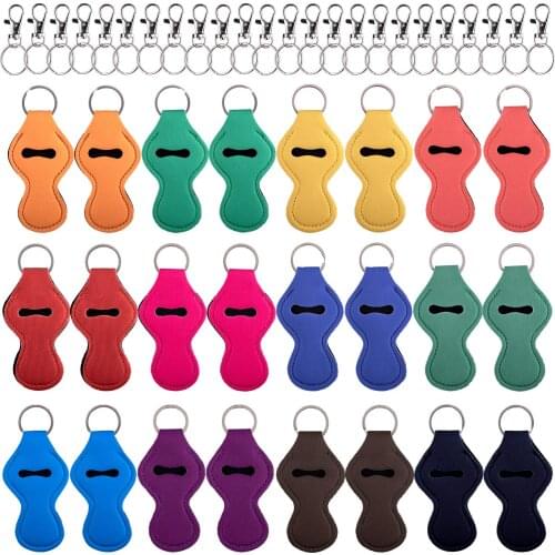 20pcs Pure Color Chapstick Holder Keychain Mini Lipstick Storage Bag Holder Lightweight Portable Keychain Pouch Christmas