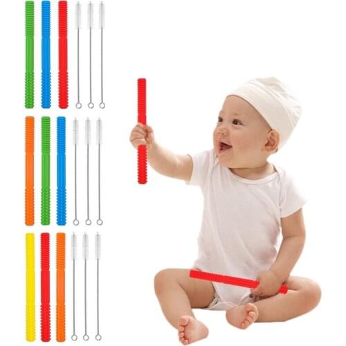 Kids Silicone Hollow Tube Teether Toy BPA Free Baby Teething Sensory Chew Molar Stick Infants Soother Nursing Gifts