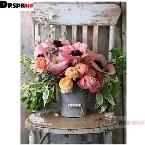 Dpsprue Full Square/Round Diamond Painting Cross Stitch Diamond 3D Embroidery Flower chair DIY 5D Moasic Home Decor Gift Pu50