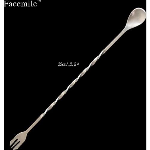 Facemile 32cm 1Pcs Stainless Steel Coffee Tea Cocktail Spoon Long Handle Stirring Spoons Home Kitchen Tool Bar Muddler