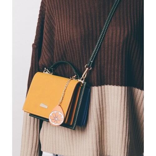 Fruits lemon watermelon tassels small women shoulder bag messenger bag ladies retro PU leather handbag purse female crossbody Q4