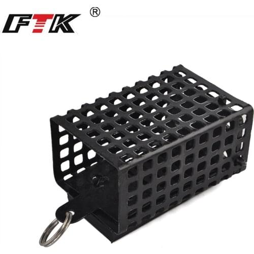 FISH KING 1pc 30-100g Feeder Metal Square Bait Cage Container Bait Basket Holde Feeder Wire Carp Fishing Sinker for Button Rigs