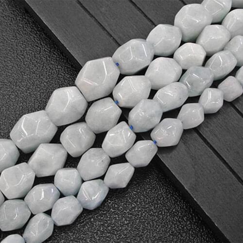 Faceted Freeform Blue Aquamarines Beads Natural Stone Beads For Jewelry Making Beads 15'' Needlework DIY Beads Trinket For Women