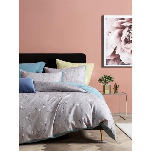 Graceful Long Staple Cotton Anti-Microbial Bedding Set Plain Embroidery Duvet Cover Pillowcase Sheet 4 PCS King Queen