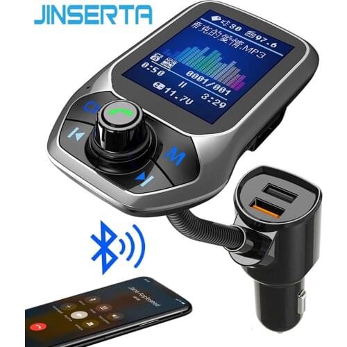JINSERTA Bluetooth FM Transmitter Quick charge 3.0 Dual USB 1.8 inch Large Screen FM Modulator Kit Car MP3 Player TF USB Folder