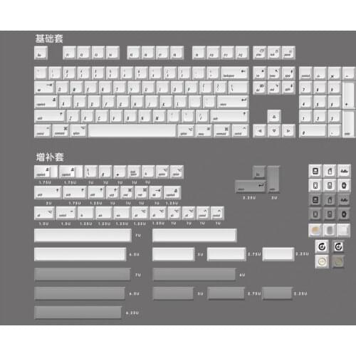 1set White Theme DYE-Sub Japanese PBT Keycap For MX Switch 87 104 108 Minimalist Style Suitable Mechanical Keyboard Key Caps