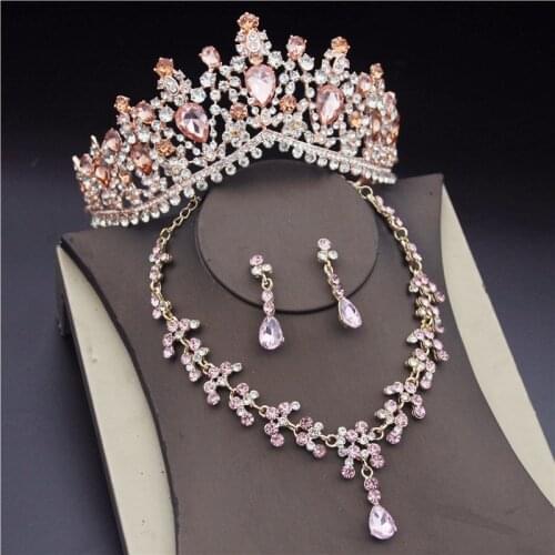 Luxury Crystal Bridal Jewelry Sets for Women Fashion Tiaras Earrings Necklaces Wedding Set Crown Necklaces Earring Jewelrry