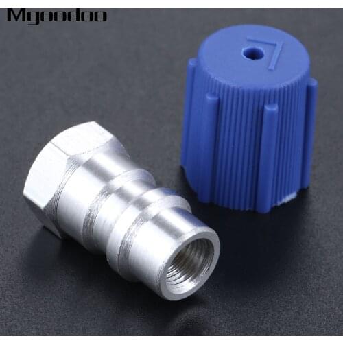 Mgoodoo 7/16" AC Service Charging Port Adapter Retrofits R12 R22 To R134a W/ Cap Removable Schrader Valve Core Low Side Adapter