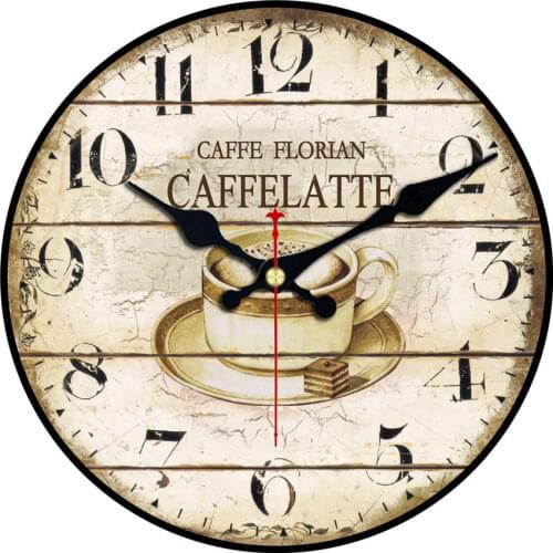 Coffee Vintage Wall Clock,Roman Number Wooden Cardboard Clock,Mediterranean Style Clock For Home Decor,Vintage Watch 16inch