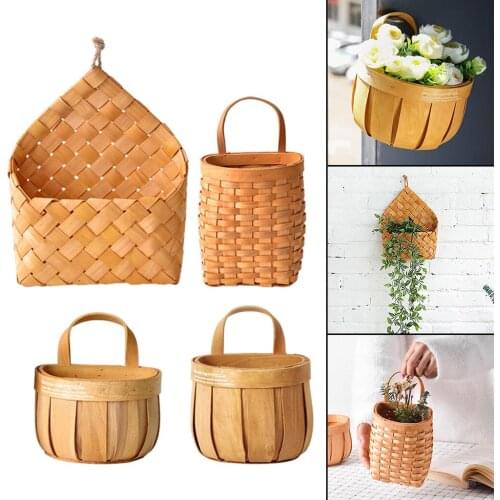Natural Woven Storage Basket Hanging Flower Arrangement Flower Pot Container