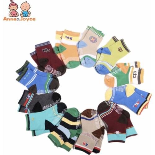 5pairs/Lot Kids Socks Baby NewBorn Boy CasualInfantil Slippers Anti Slip Socks
