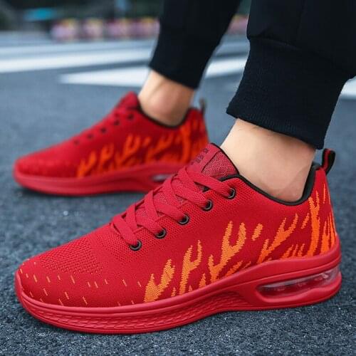 2021 Autumn New Unisex Air Cushion Lovers Shoes Laced Shoes Breathable Flying Sports Shoes Brand Off Red Sneakers Running Shoes