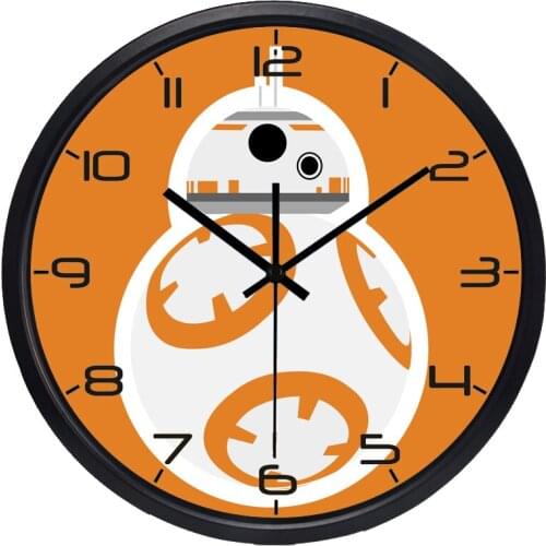 New Design Cartoon Robots Living Room Wall Clock Home Decor Personalized Glass Silent Quartz Clock