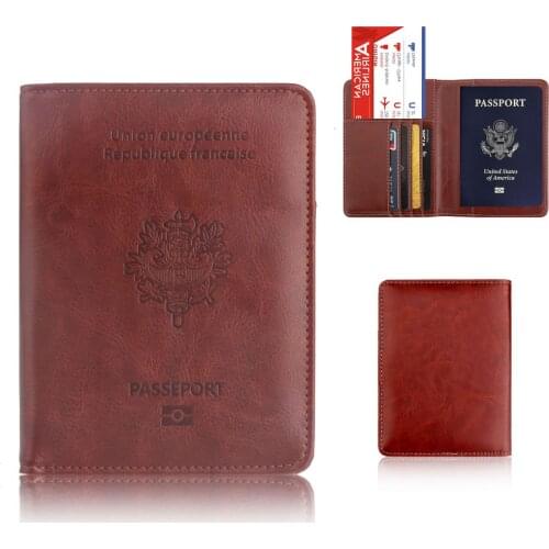 TRASSORY RFID Blocking France Passport Cover Bag Leather Fashion Travel Gallo French Passport Holder Case Wallet for Men Women