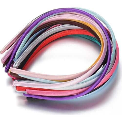 10pcs 9mm Fabric Covered Hair Head Hoop Headband Hair Band Coloful Headwear for Kids Blank Base Setting Hair Jewelry DIY
