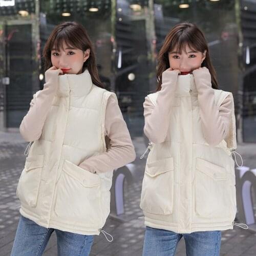 Autumn Winter Women Waistcoat Vest 2021 New Casual Solid Sleeveless Two Pockets Thick Warm Factory Quality padded Vest Outwear