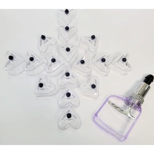 16 PCS Love Heart Shape Plastic Vacuum Cups Suction Cupping Device Cupping Massage Therapy Cupping Hijama Cup Cupping Cans Jars