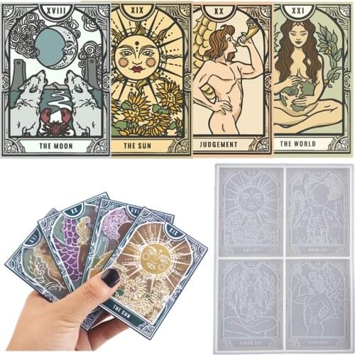 Tarot DIY Crystal Epoxy Resin Tarot Divination Mirror Silicone Mold Games Palying Cards For Party Game