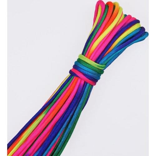 Colorful Rainbow Cord Parachute Cord Paracord Tie Dye Style Type III 7 Strand 550 Paracord 5m 10m 20m Outdoor accessories