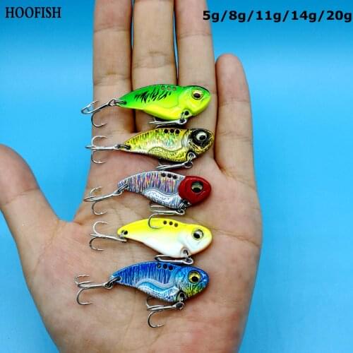 HOOFISH 3PCS/lot metal vib fishing lure 5g/8g/11g/14g/20g Crankbait Vibration Spoon Spinner Sinking Bait isca artificial