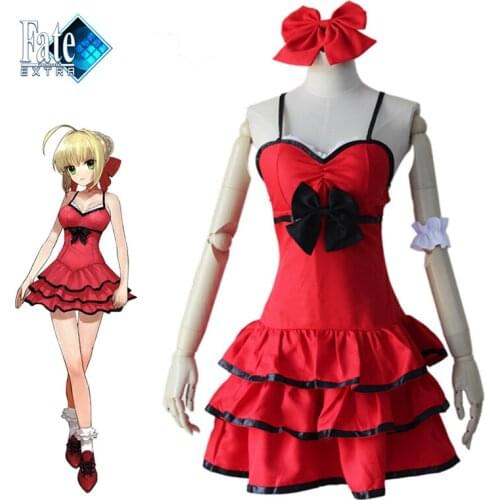 Saber Red Lolita Dress Cosplay Fate Extra CCC Fate Stay Night Zero Costume Japanese Anime Nero Claudius Halloween Costume