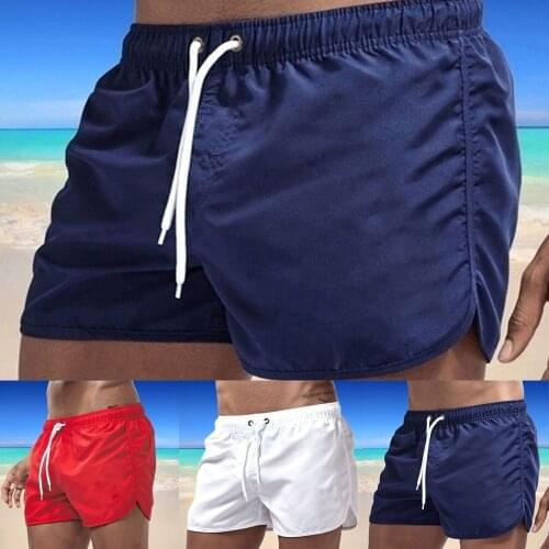 Summer Men Drawstring Beach Surf Shorts Sport Training Bodybuilding Gym Fitness Workout Pants Swimwear Swim Trunks Swimsuit