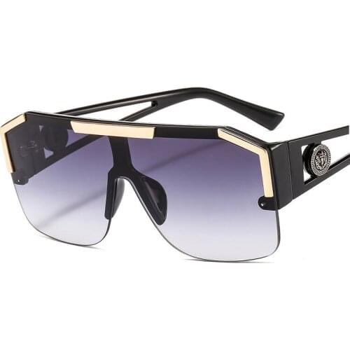 Veshion Oversized Onelens Square Sunglasses Men Women Fashion Shades UV400 Vintage Glasses