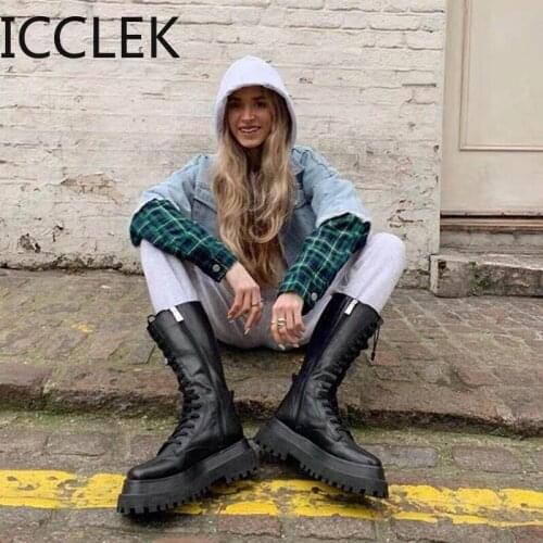 2020 Autumn New Arrival Luxury Brand Design mid-calf Boots Women Cool High Platform Boots Wedges Shoes Woman