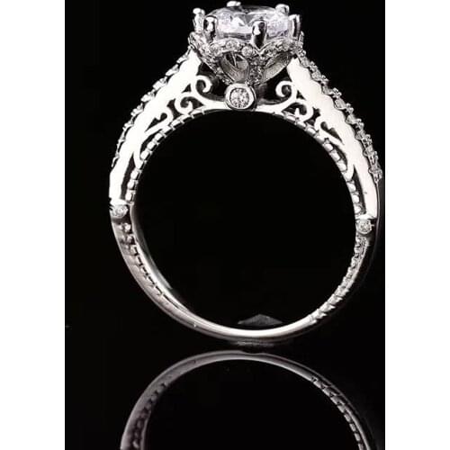 Lace S925 Sterling Silver Ring 1ct D Color Moissanite Rings Hollow out Women Fine Jewelry Certificate Drop Shipping