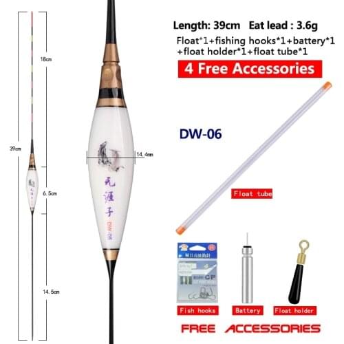 1piece Luminous Fishing Float+1 Battery+1 Buoy Tube+1 Float Holder+1 Bag Fishing Hooks Freshwater Electric Nano Fishing Tackle