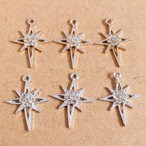 10pcs 22*29mm Crystal Star Charms for Jewelry Making Gold Silver Color Alloy Charms Pendants Fit DIY Drop Earrings Necklaces