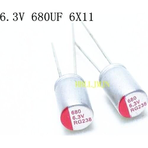 10PCS 6.3V 680uF 6.3v680uf 6x11 6*11 mm Solid Aluminum Electrolytic Capacitor for Computer Mainboard Video Card/Graphics Card