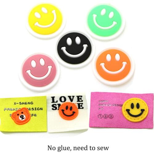 10pcs Smile Pvc Patch For Clothes Sew On Garment labels DIY Accessories For Clothes Silicone Patches Sticker On Clothes