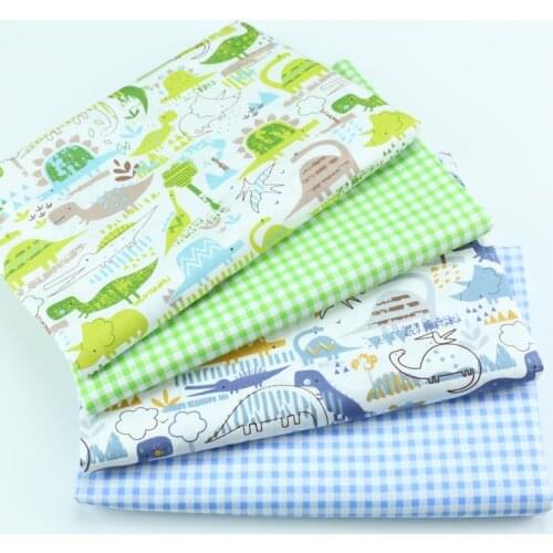 160cm*50cm cotton fabric Fresh green dinosaur childrens cotton cartoon twill kindergarten baby bed sheet quilt handmade cloth