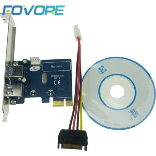 2 Port USB3.0 PCI-E Riser Host Controller Card 3.0 Adapter to USB 3.0 HUB PCI-E Extender Card Support Windows,Mac OS