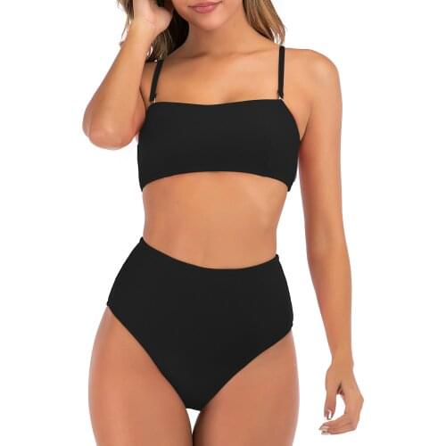 2020 Sexy Solid Color Bikini Women Swimwear Bandeau Biquini Swimsuit Female High Quality Bathing Suit Push Up Beachwear
