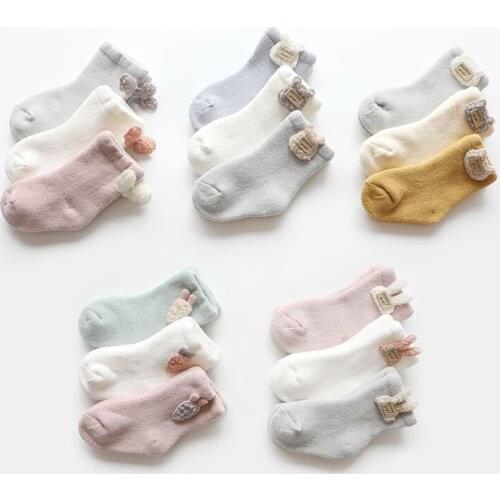 3pairs/lot NewBorn Baby Socks Thicken Cartoon Comfort Cotton Newborn Socks Kids Boy for 0-2 Years Baby Clothes Accessories