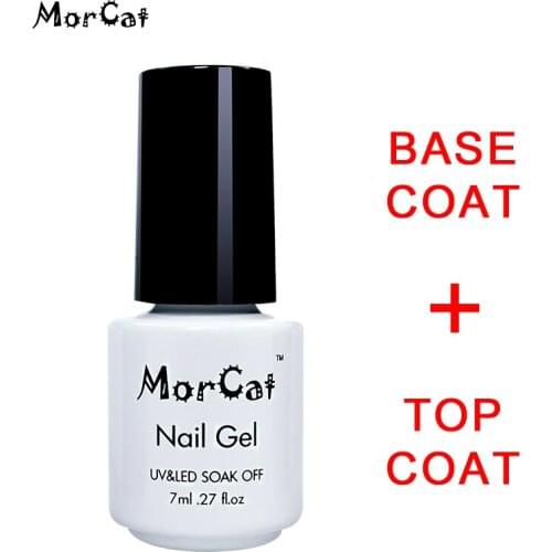 MorCat 7ml Top Base Coat Transparent Top Coat Gel Lacquer Nail Gel Polish Soak Off Primer Gel Nail Art Varnish Gel Nail Polish