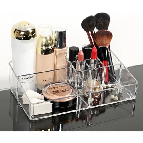 TSSAAG Acrylic Cosmetic Organizer Transparent Nail Polish Lipstick Display Holder Desktop Makeup Storage Box Brush Organizer