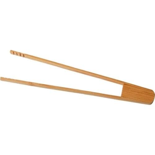 1pc Bamboo Food Tongs Creative Non-Slip Salad Tongs Dessert Tongs Anti Heat Bread Clip For Barbecue Kitchen Tongs Tool