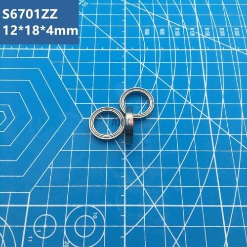 Free Shipping 20pcs ABEC-5 S6701ZZ bearing (12*18*4 mm) S6701-2Z ultra-thin stainless steel deep groove ball bearing S61701 Z