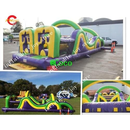 Free ship to sea port, 50ft Inflatable Jumping Castle Run Obstacle Course Outdoor Event for Adults Kids, comercial bouncer slide