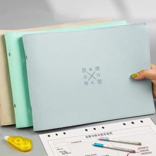 Mind Map A4/B5 Grid Paper Notebook Loose-leaf Binder Soft Leather Cornell Notebook for School Office Supplies Student Stationery