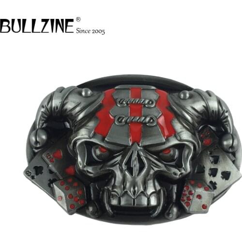 Bullzine zinc alloy sheep head skull cowboy jeans belt belt buckle with pewter finish FP-03692 for 4cm width belt drop shipping